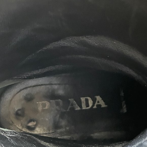 Women's Prada Black Short Boot Size 7 1 1/4 inch Heel - Picture 11 of 12